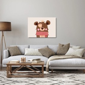Tablou pe sticlă - Teddy ursuleț cu eșarfă roșie (70x50 cm)