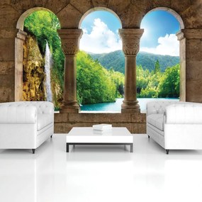 Fototapet - Privire spre stălpi cu casca (152,5x104 cm)