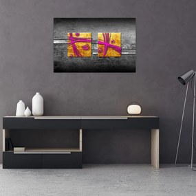 Tablou - Pătratr colorate pe fond negru (90x60 cm)