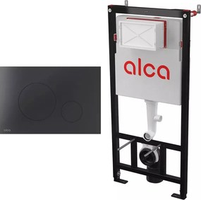 Set rezervor WC cu cadru incastrat Alca AM101/1120 si clapeta de actionare TURN-BLACK negru mat