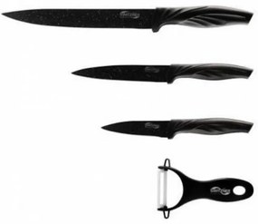 Set cuțit și decojitor Switzňer SW-5555-BLK, 4 piese, Decojitor, Acoperire ceramică, Ascuțire laser, Oțel inoxidabil, Negru