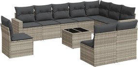 vidaXL Set canapele de grădină cu perne, 11 piese, gri, poliratan