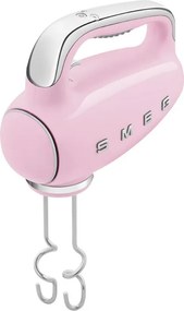 Mixer manual SMEG 50's Style HMF01PKEU, 250 W, 9 viteze, Functie Turbo, Afisaj LED, Timer, Accesorii, Roz