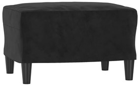 Fotoliu canapea cu taburet, negru, 60 cm, catifea Negru, 78 x 77 x 80 cm