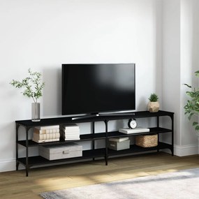 Comoda TV, negru, 180x30x50 cm, lemn prelucrat si metal