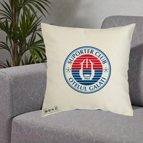 Perna Personalizata Otelul Galati Suporter Club 1964, 40x40 cm, Ecru, Husa Detasabila, Perna Inclusa, BEKZ®