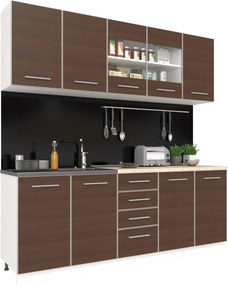 Bucatarie Riga, Pin Inchis/Alb, L 200 cm