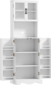 HOMCOM Bufet înalt bucătărie dulap de bucătărie 4 uși 8 suporturi condimente blat raft reglabil 60x39,5x179,6cm alb | Aosom Romania