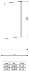 Perete lateral de dus 90x200cm, sticla securizata 6 mm, cromat, Deante Prizma 900x2000 mm