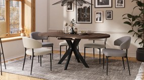 Mazzoni RENZO Stejar Maro/picior negru - MASĂ ROTUNDĂ Ø110 EXTENSIBILĂ PÂNĂ LA 180 cm | PENTRU BUCĂTĂRIE SUFRAGERIE LIVING RETRO