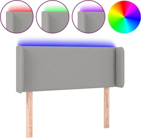 vidaXL Tăblie de pat cu LED, gri deschis, 103x16x78/88 cm, textil