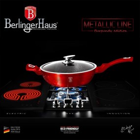 Tigaie cu capac adanca 32 cm Burgundy Metallic Line Berlinger Haus BH 1261N