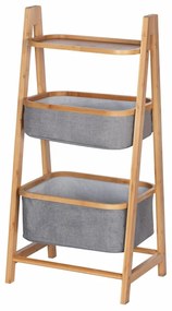 Organizator pentru baie cu 2 compartimente, Bahari, Wenko, 91 x 44 cm, lemn/poliester/bumbac, gri/natur