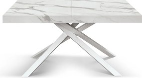 Masă Tifany extensibilă BLAT ALB MARMORAT - 140 CM / 90 / H 77 - ALB