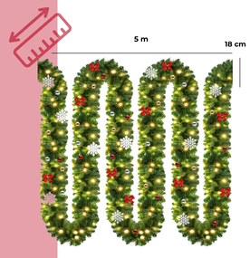 Jurhan Ghirlandă de Crăciun ANDREA cu iluminare, decorată, 5m, verde