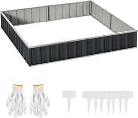 Outsunny Pat Modular Suprainălțat pentru Legume, Structură din Oțel Zincat, Ideal pentru Plante și Ierburi, 258x90x30 cm, Gri Inchis | Aosom Romania