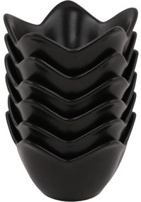 Set de 6 boluri ceramice Lotus 11,8 cm, negru