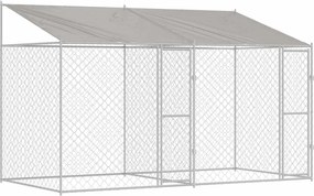 vidaXL Cușcă pentru câini cu acoperiș Argintiu 400 x 200 x 256 cm