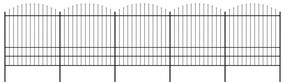 Gard de gradina cu varf sulita, negru, (1,75-2) x 8,5 m otel 1, 175-200 cm, 8.5 m