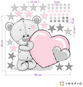 INSPIO Autocolant - ursuleț în culori pudrate cu stele și nume