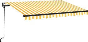 vidaXL Copertină retractabilă automat, galben și alb, 350x250 cm