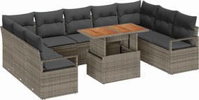 vidaXL Set de canapele pentru grădină 10 pcs Gri Rattan poli