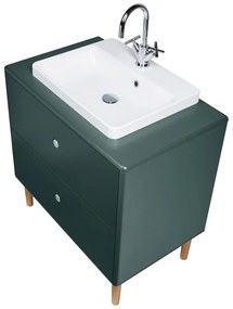 Dulap cu chiuvetă fără baterie verde închis suspendat 80x62 cm Color Bath – Tom Tailor