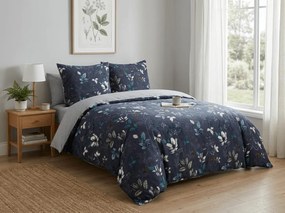 Lenjerie de pat reversibila DUO SENSE NOCTIFLORA albastru inchis cocolino/flanel Dimensiune lenjerie de pat: 70 x 90 cm | 140 x 220 cm