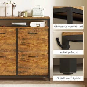 HOMCOM Dulap pentru pantofi cu 4 sertare pliabile, design compact, raft deschis, pentru 12-20 de perechi de pantofi, oțel, maro | Aosom Romania