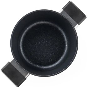 Cratiță Luigi Ferrero Regina FR-2040 20x10 cm, 2,5 l, Acoperire antiaderentă cu efect de marmură, Capac din sticlă cu orificiu pentru abur, Negru