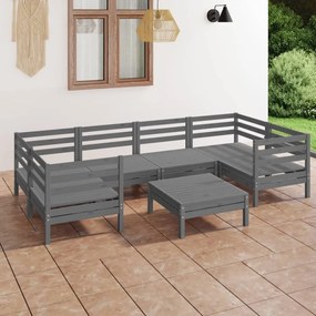 3083521 vidaXL Set mobilier de grădină, 7 piese, gri, lemn masiv de pin
