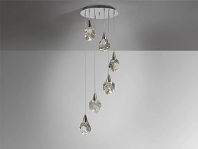 Lustra cu 6 Pendule LED design modern decorativ Aquaria crom