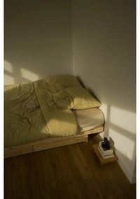 Pat în culoare naturală din lemn masiv de pin cu spațiu de depozitare și somieră 90x200 cm Kanso – Karup Design