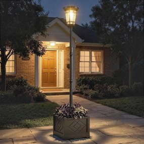 Outsunny Lanternă solară lampă de podea cu ghiveci 195cm Lampa de grădină exterioară cu 2 trepte de luminozitate comutator de control al luminii IP44 | Aosom Romania