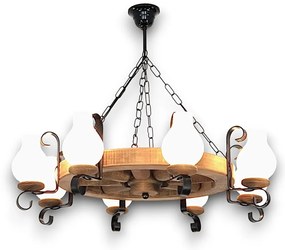 Candelabru rustic fabricat manual din lemn diam.50cm, 8 brate Roata WOOD-RO-SP8D50