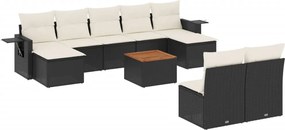 vidaXL Set canapele de grădină cu perne, 10 piese, negru, poliratan