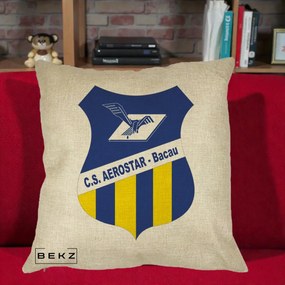 Perna Personalizata CS Aerostar Bacau Fotbal, 40x40 cm, Crem, Husa Detasabila, Perna Inclusa, BEKZ®