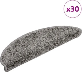 vidaXL Covorașe pentru scări, 30 buc., 56x17x3 cm, gri, semirotunde