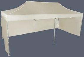 Pavilion de grădină  3x6m – din aluminiu, 3 pereţi laterali, Bej