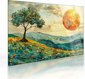 Tablou pe sticlă - Ilustrație peisaj (70x50 cm)