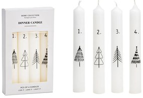 Lumanari de Advent TREES set de 4, albe