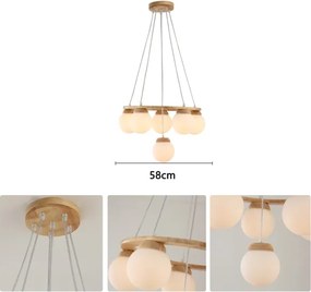 Brilagi - Lustră suspendată pe cablu VISBY WOOD, 6xE27/60W/230V, Ø 58 cm, din lemn