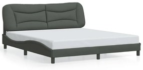 3213719 vidaXL Cadru de pat cu lumini LED, gri închis, 180x200 cm, textil
