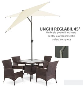 Outsunny Umbrelă de Grădină cu Acoperiș Dreptunghiular și Design Modern pentru Patio, 2.6M, Structură Rezistentă, Bej | Aosom Romania