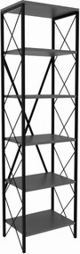 Etajera SUADIYE, gri antracit/negru, PAL melaminat/metal, 50x30x180 cm