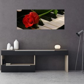 Tablou - Pian și trandafiri (120x50 cm)