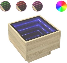 vidaXL Masă laterală cu LED, stejar sonoma, 40x40x30 cm, lemn compozit