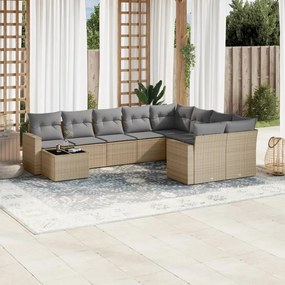 vidaXL Set canapele de grădină cu perne, 10 piese, bej, poliratan