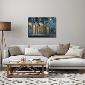 Tablou pe sticlă cu pădure înzăpezită (70x50 cm)