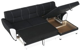 Colţar, piele ecologică albă/material textil negru, model dreapta, MARUTI